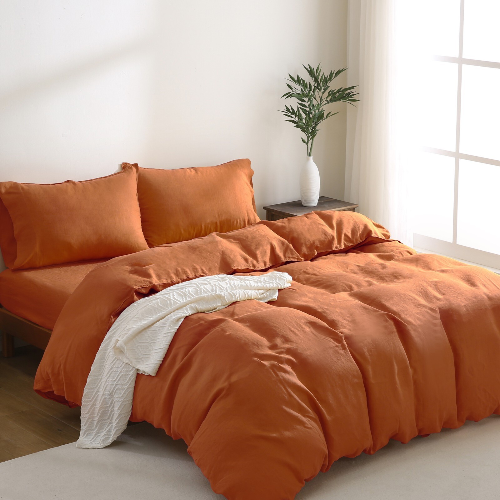 100% Pure Linen Duvet Cover 3 Pcs Set European Flax 1 Duvet Cover 2 Pillowcases