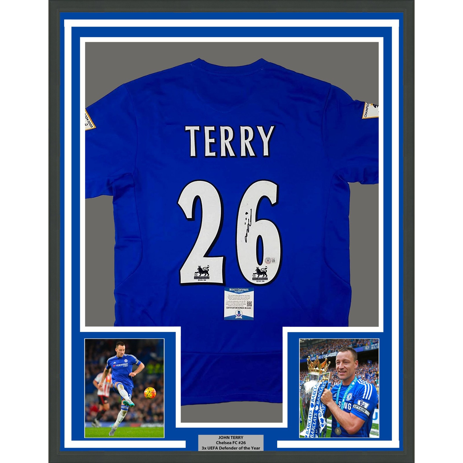 Framed Autographed/Signed John Terry 35x39 Chelsea FC Blue Jersey BAS COA Framed Autographed/Signed John Terry 35x39 Chelsea FC Blue Jersey BAS COA