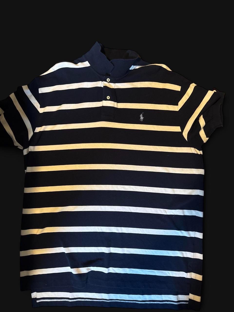 Vintage Polo Ralph Lauren Striped Rugby Polo Shirt XL Navy White Preppy Y2K