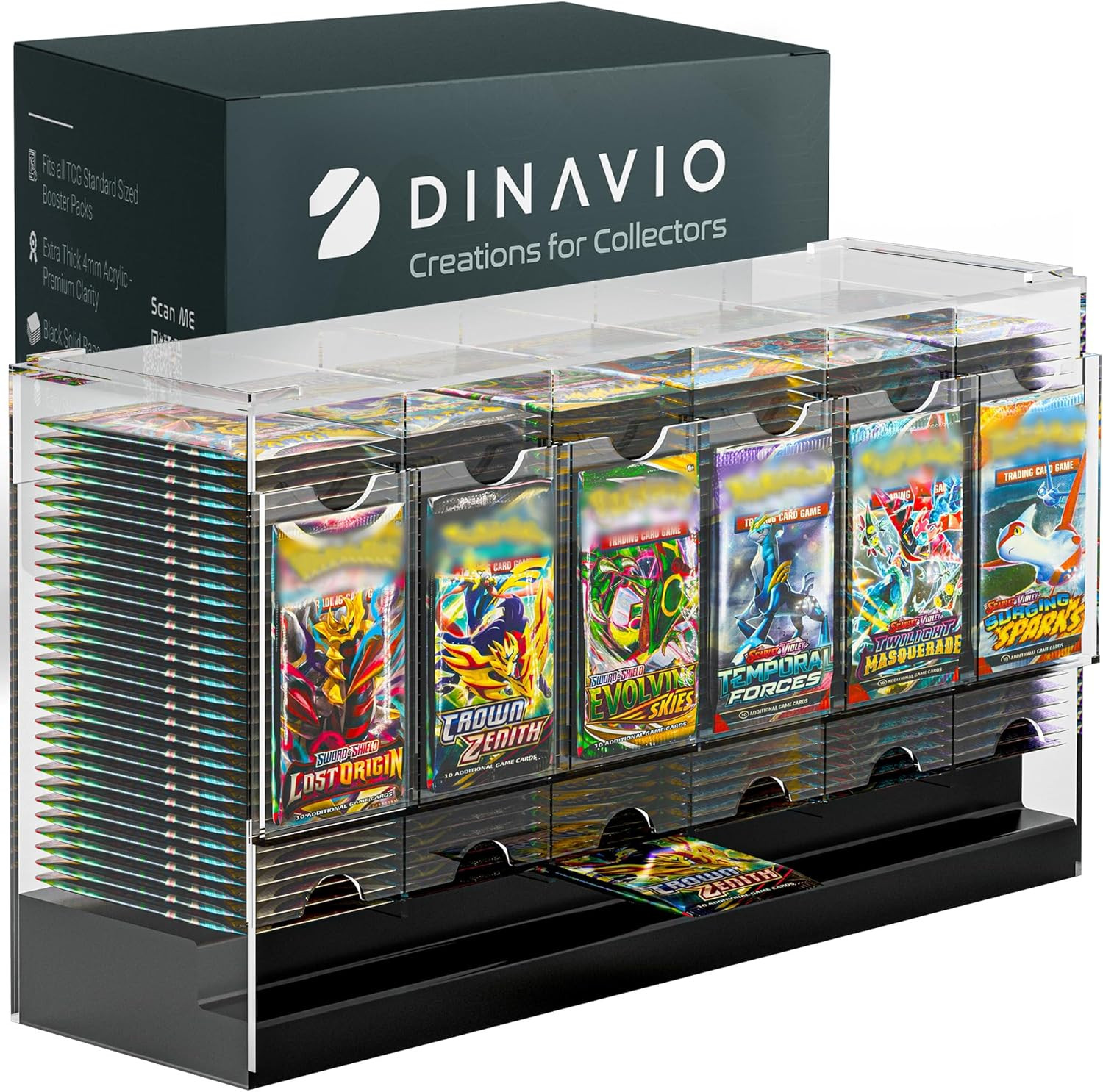 6 Slot Booster Pack Dispenser with Black Base Fits 240 Booster Packs for Dispen 6 Slot Booster Pack Dispenser with Black Base Fits 240 Booster Packs for Dispen