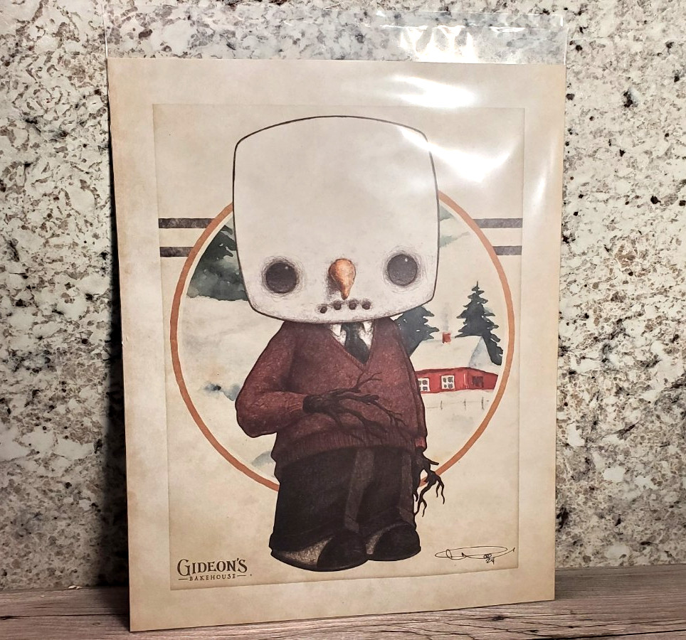 Gideon’s Bakehouse Percy Snowman 11x14 Signed Michael Reyes Holiday 2024 Giclee