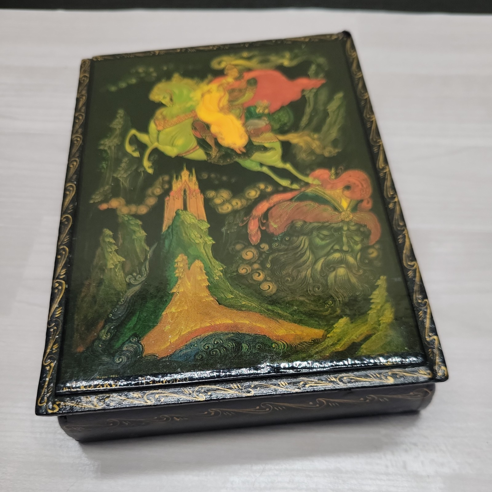Vintage Russian Lacquer Box Palekh Jewelry Trinket Box Angel 1988 Year 5x4