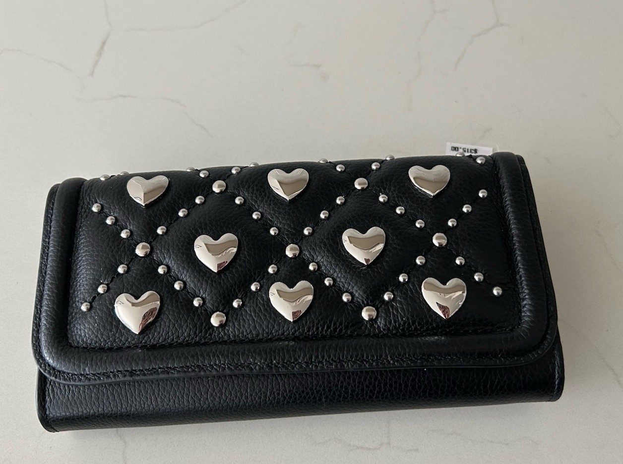 Brighton Wallet Brave Heart Large Black Wallet NWT ~ Puff Heart Quilted Queen 🖤