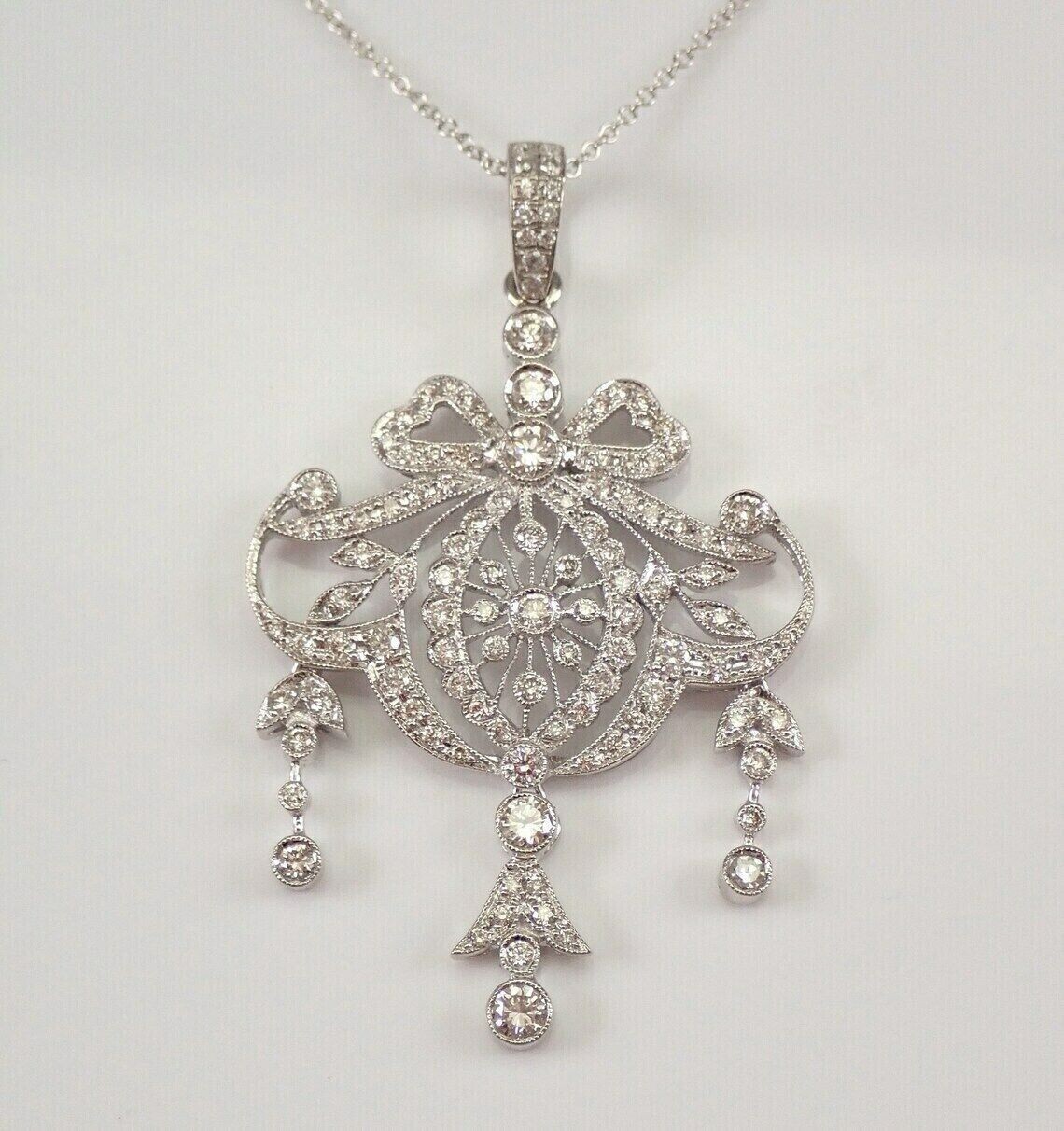 2.25Ct Art Deco Style Lab Created Diamond Wedding 14K White Gold Finish Pendant