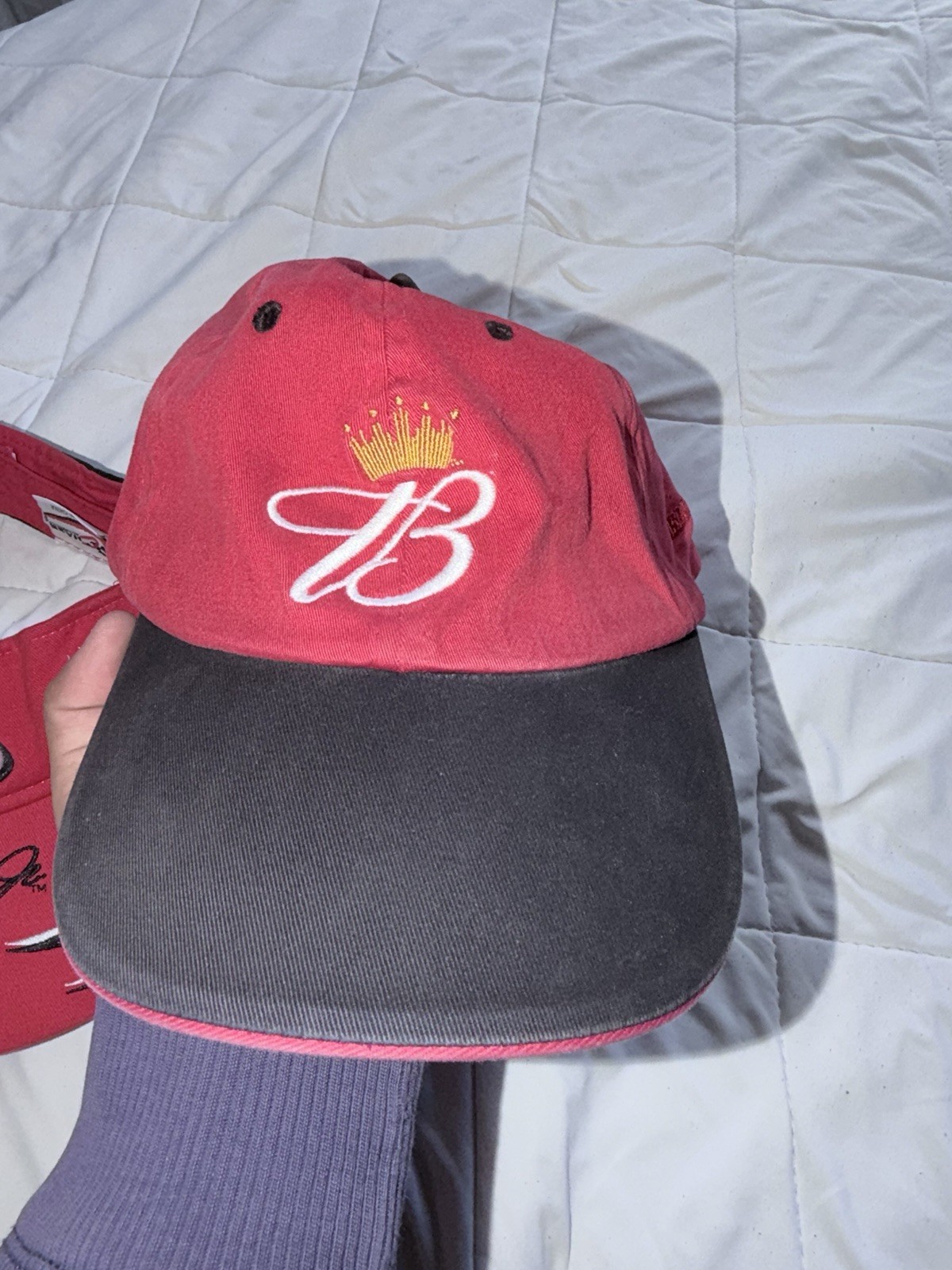 Budweiser Red & Black Baseball Cap Hat, Chase Authentics Nu-Fit Breweriana