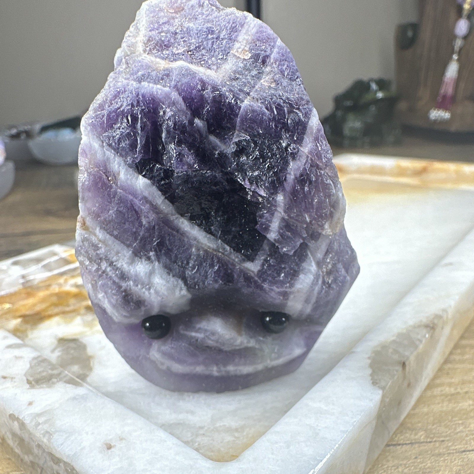 💜✨ Natural Dream Amethyst Kawaii Crystal Buddy – 60mm