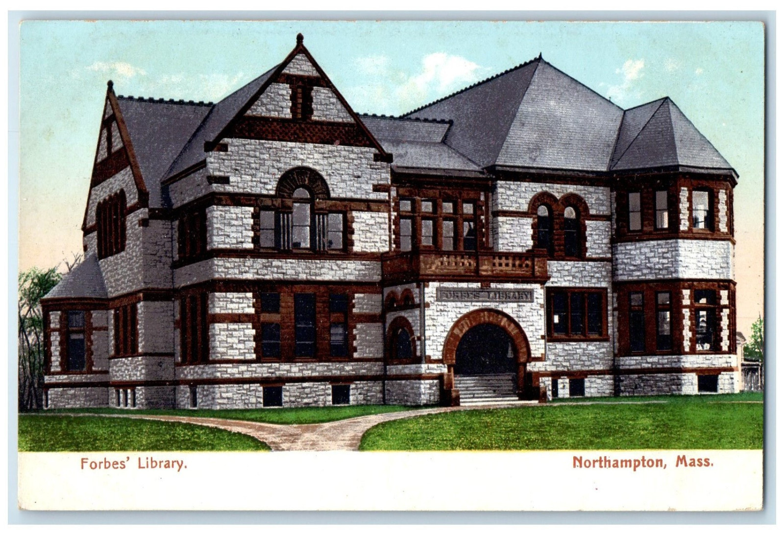 c1905 Forbes Library Northampton Massachusetts MA Antique Unposted Postcard c1905 Forbes Library Northampton Massachusetts MA Antique Unposted Postcard