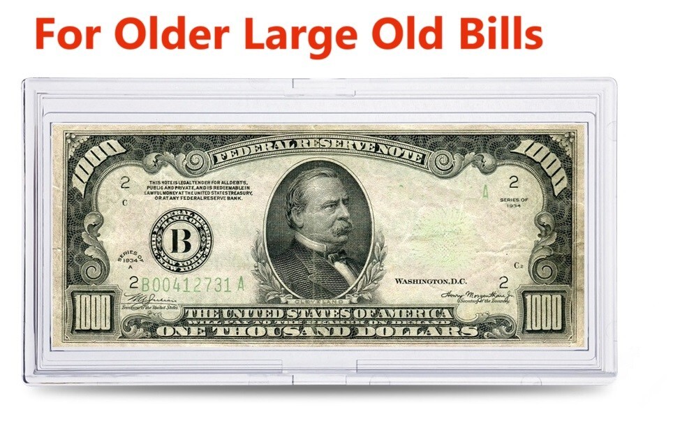 (10) Large Bill Rigid Currency Slabs Snap-lock Protector Holds Old Large US Bill