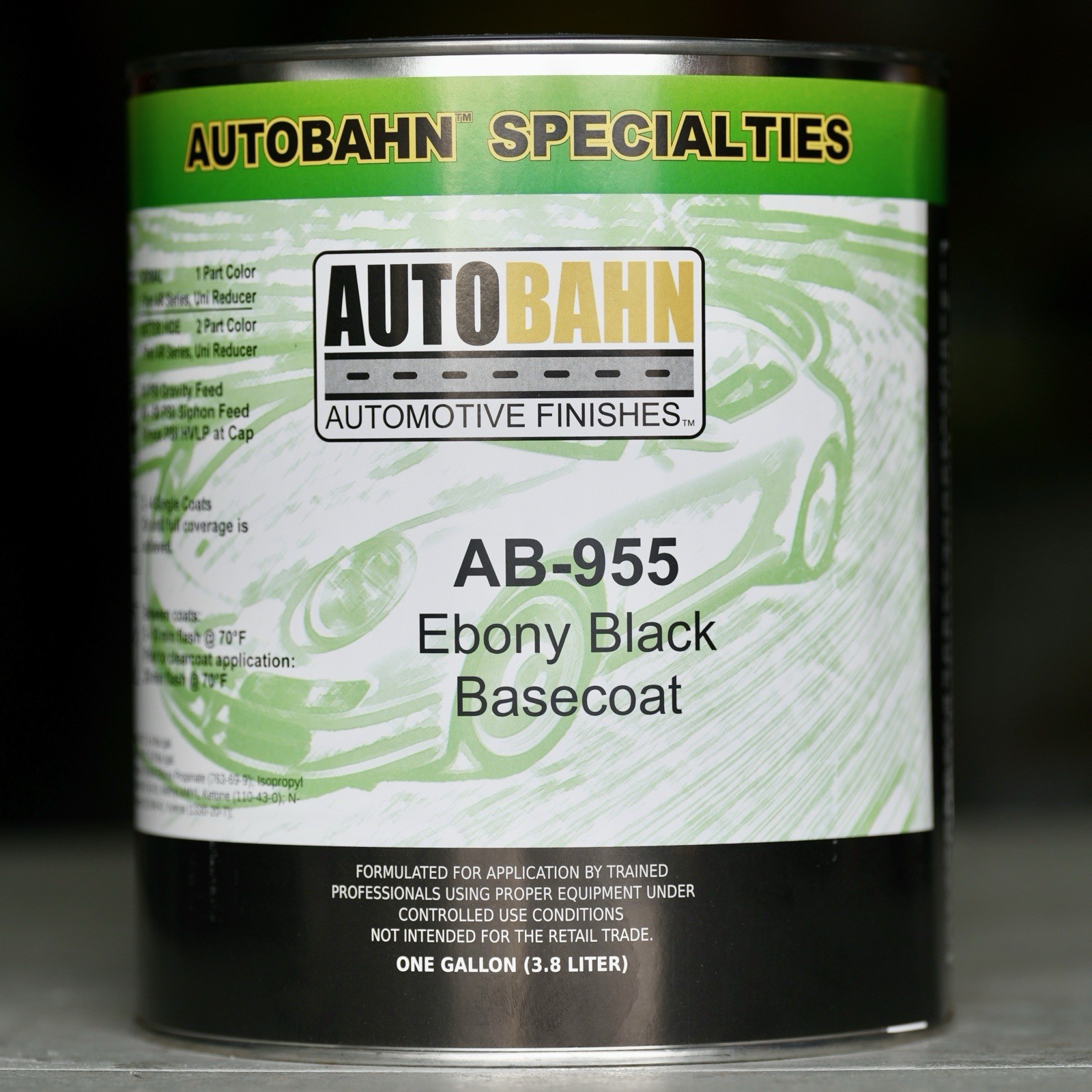 Autobahn EBONY BLACK BaseCoat AB-955 GALLON Size Auto Paint GM WA 8555 High Teck