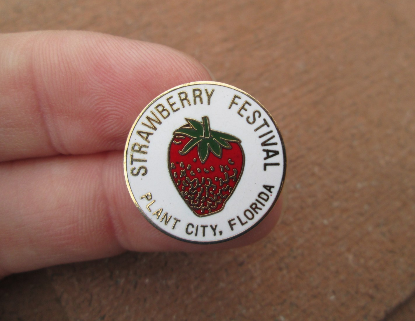 Vintage Strawberry Festival Plant City, Florida Lapel Pin Lakeland Brandon FL