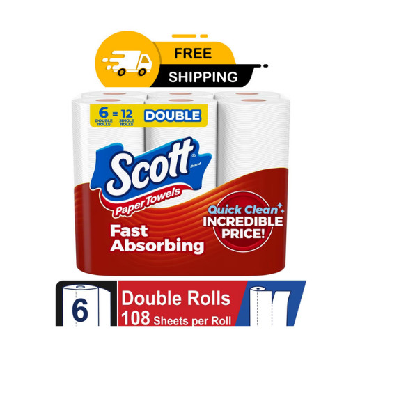 Scott Paper Towels, Choose-A-Sheet, 12 Double Rolls