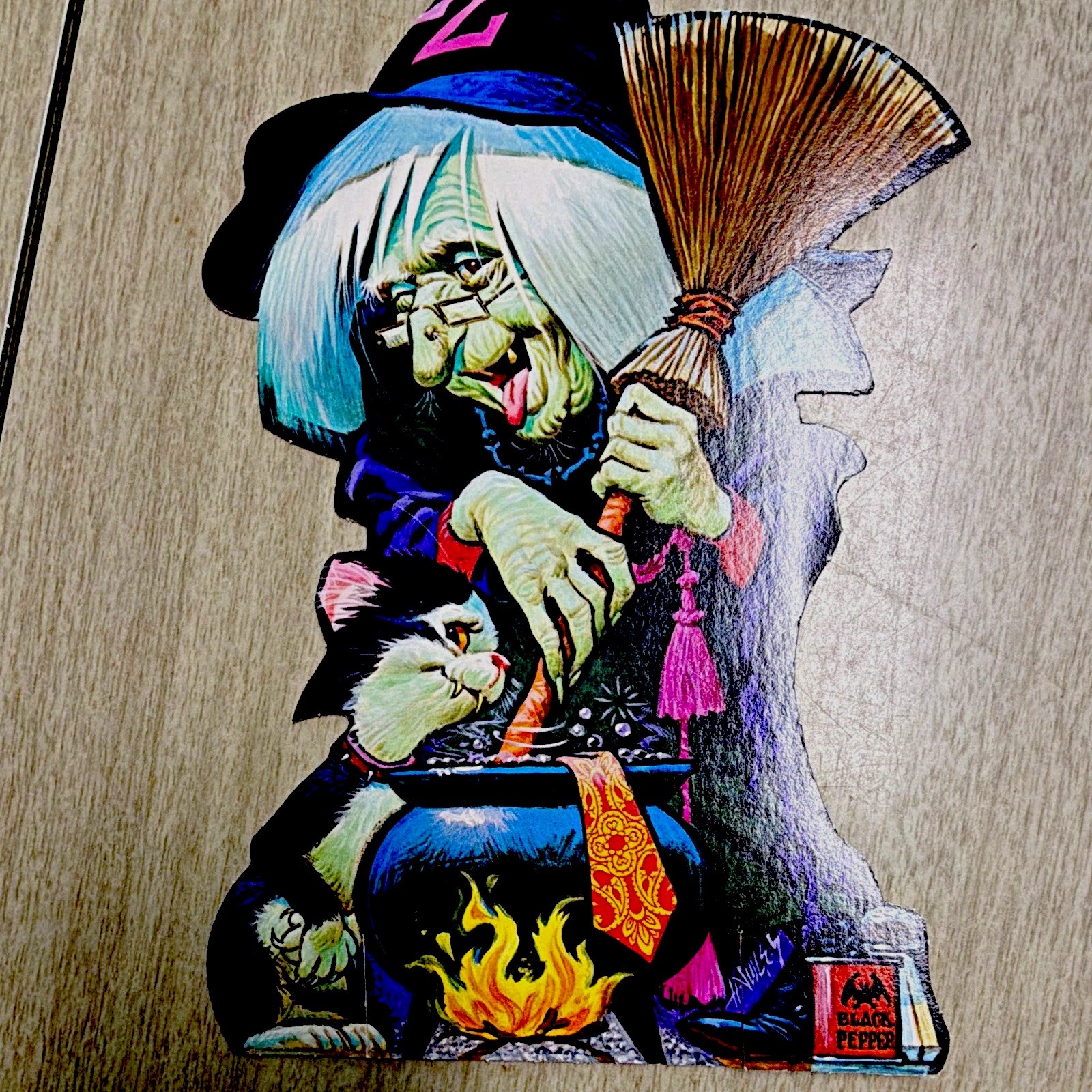 Vintage Carlton Cards Halloween Monster Gallery Witch Die Cut Pete Hawley Cauldr