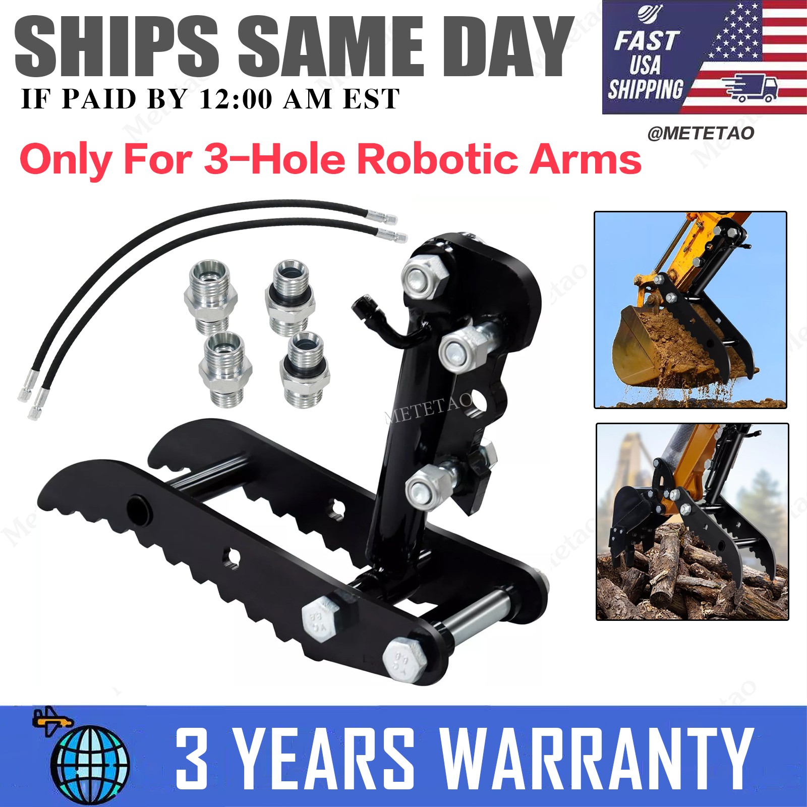 L-Shaped 3-Holes Bracket Hydraulic Thumb Clip Fits Mini Excavators Attachments