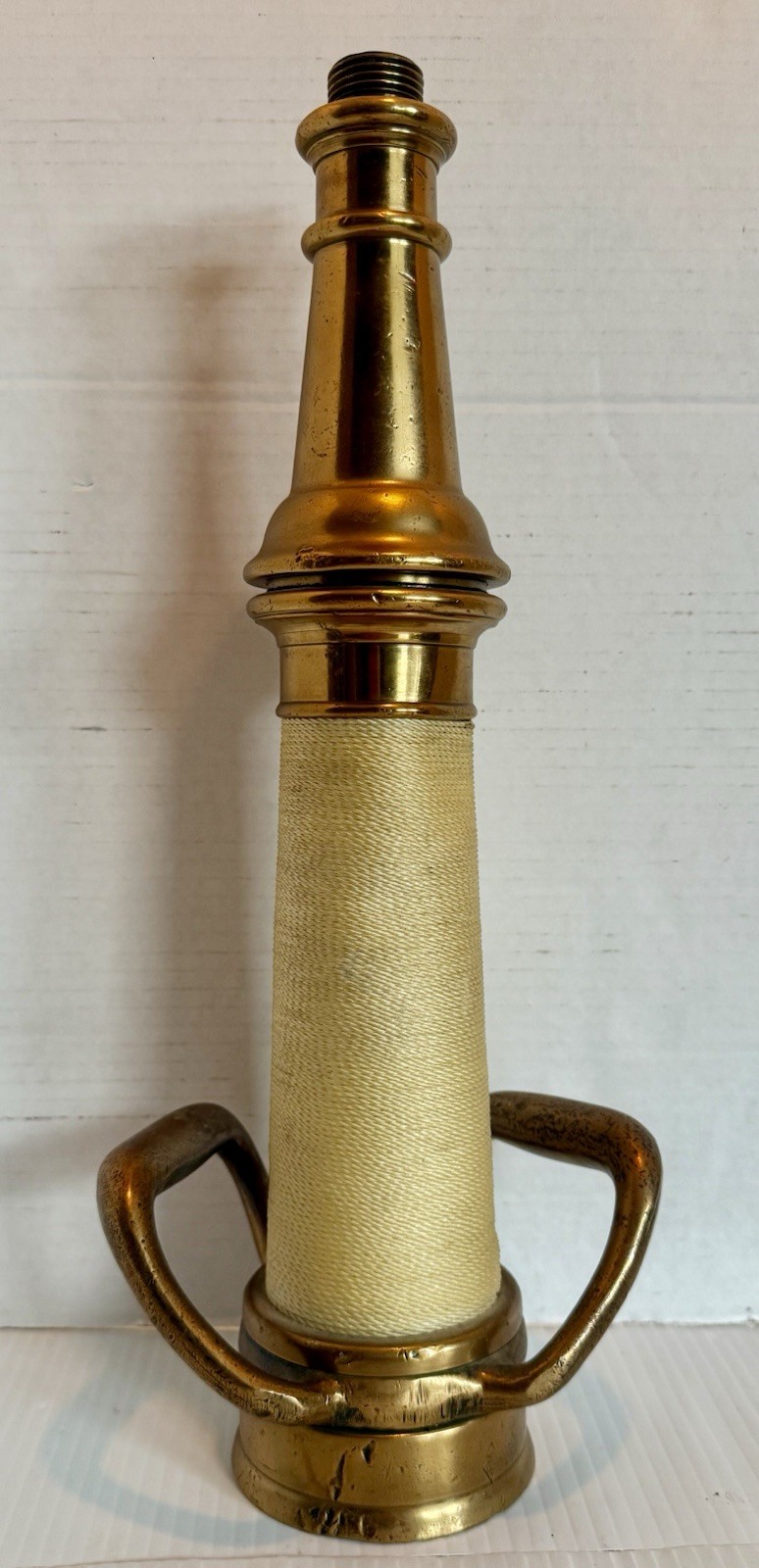 Antique Brass 1930s 40s Fireman's Fire Hose Nozzle Double Handle Wrapped