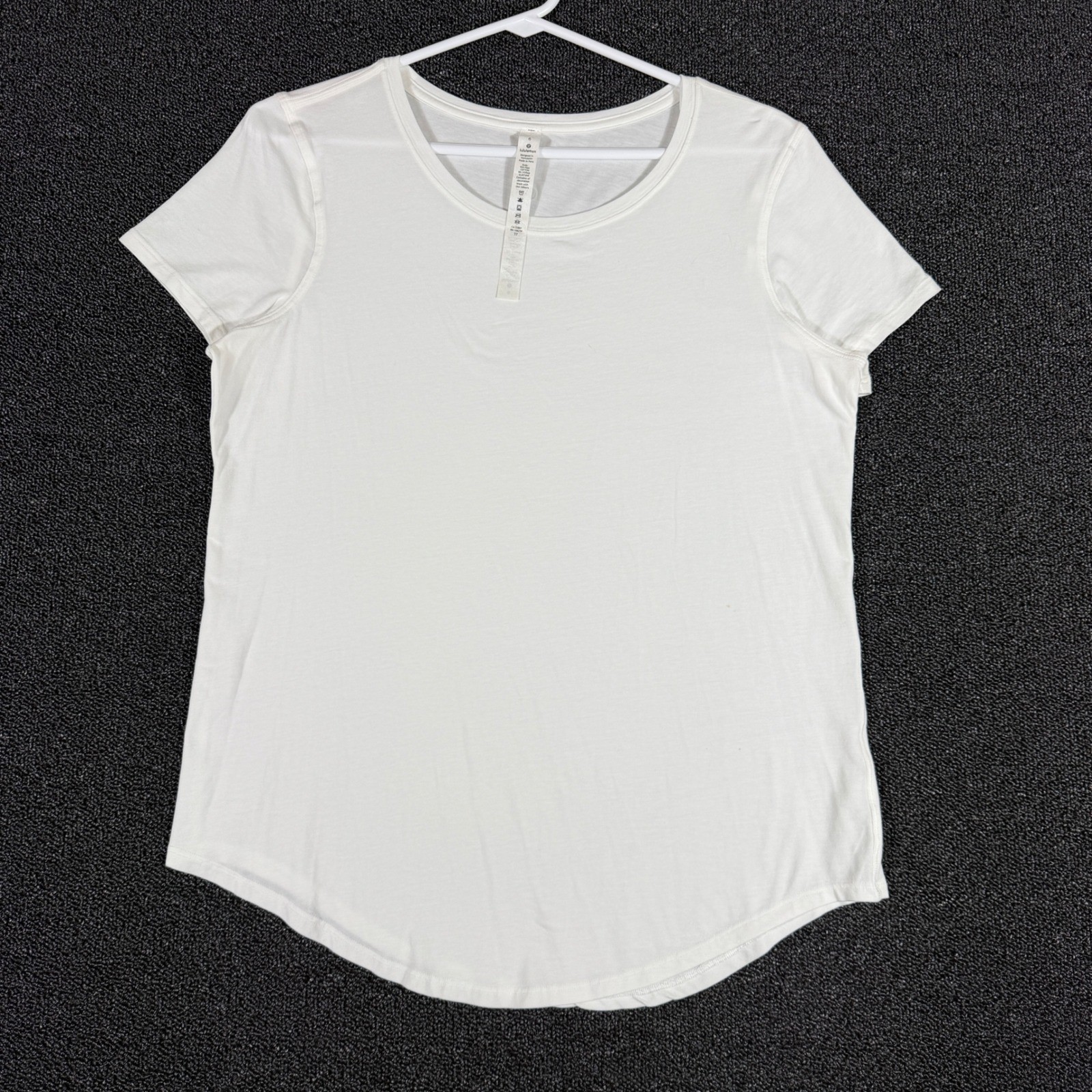 Lululemon Love Tee Scoop Neck T-Shirt Women\'s 6 White Pima Cotton Short Sleeve