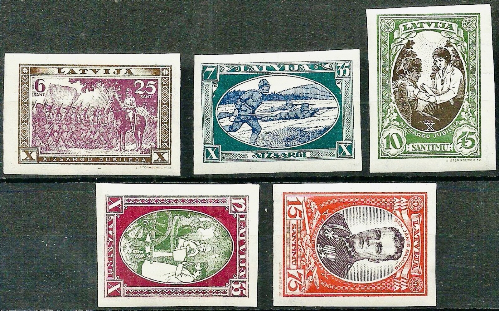 [OOS] Latvia #Mi198B-Mi202B MNH 1932 Aizsargi Horse Militia Balodis Nurse [B87-B