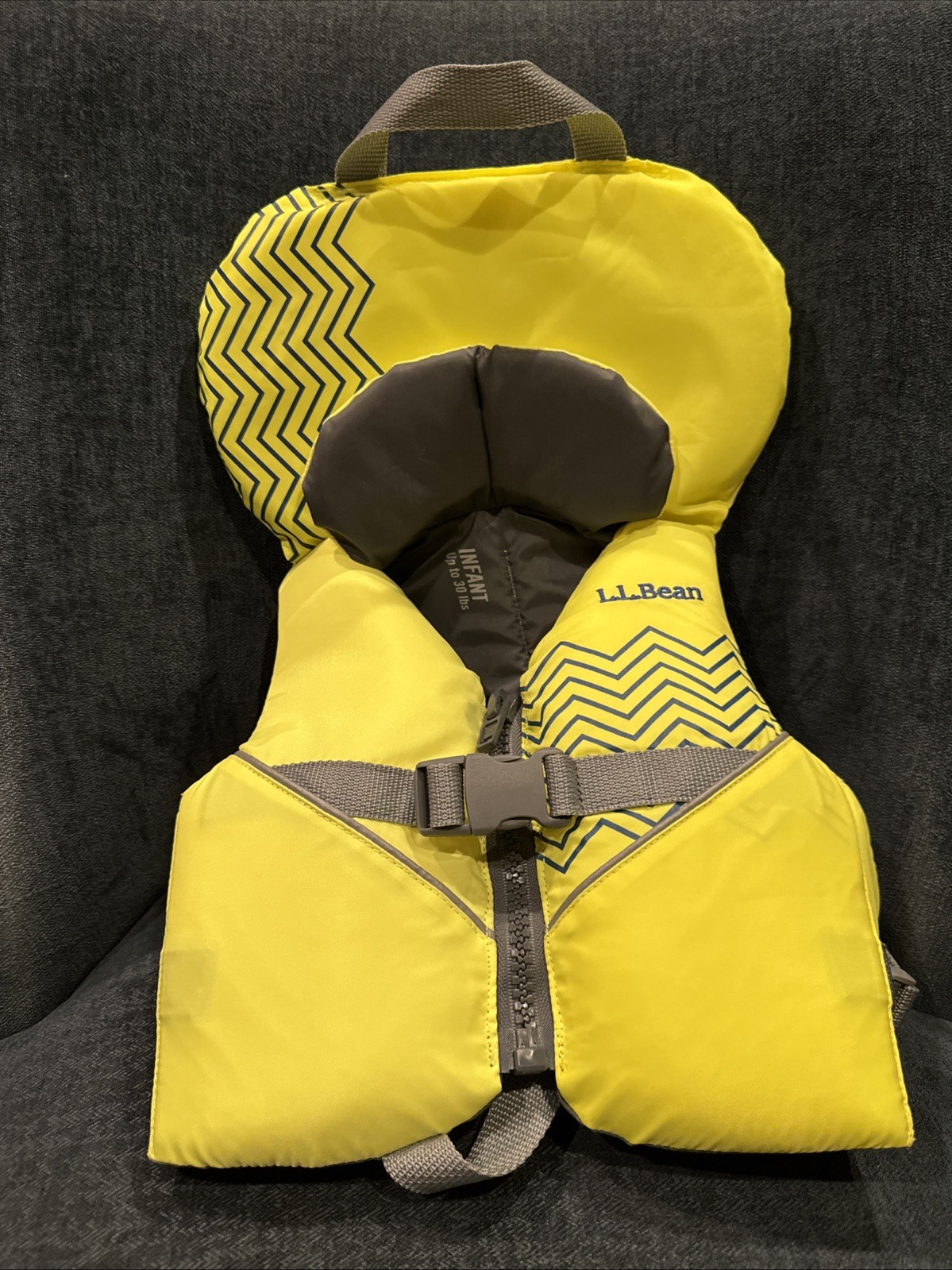 LL Bean Infant Life Jacket PFD Swim Vest Yellow Chevron Up To 30 lbs USCG 