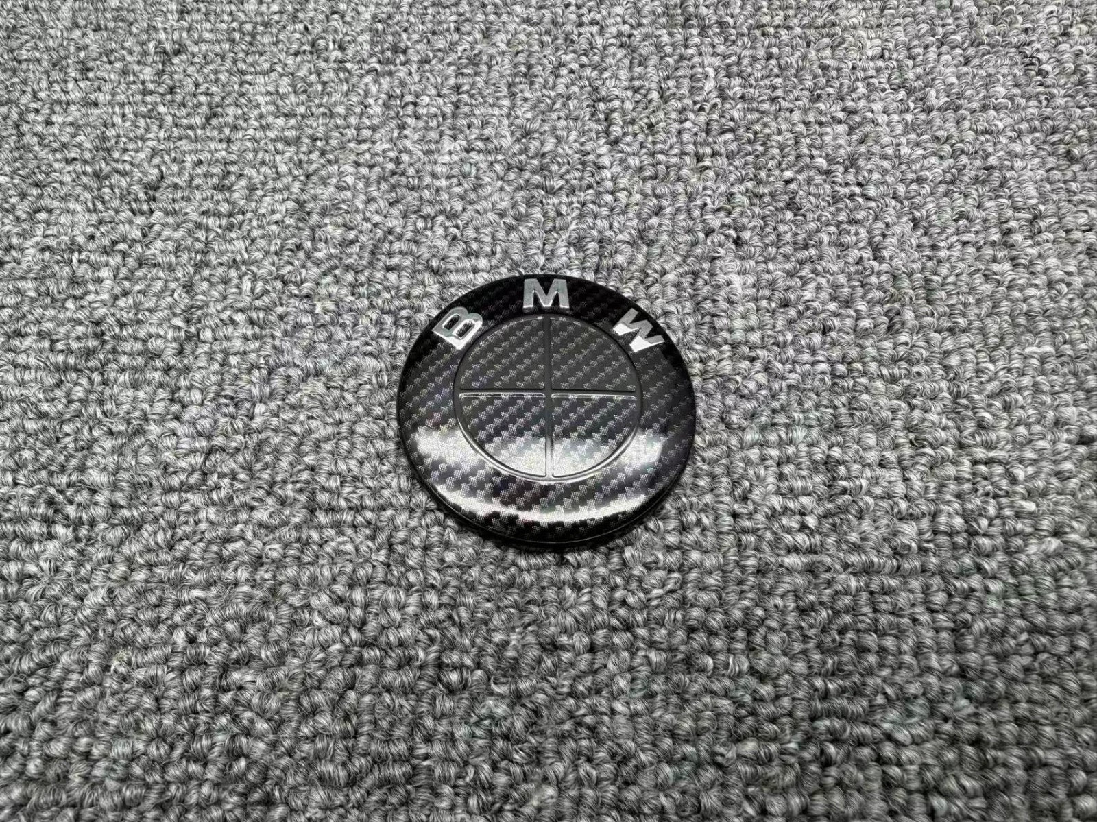 7pcs Black Carbon Fibre Roundel Steering Front Rear Emblem Badge Wheel Cap