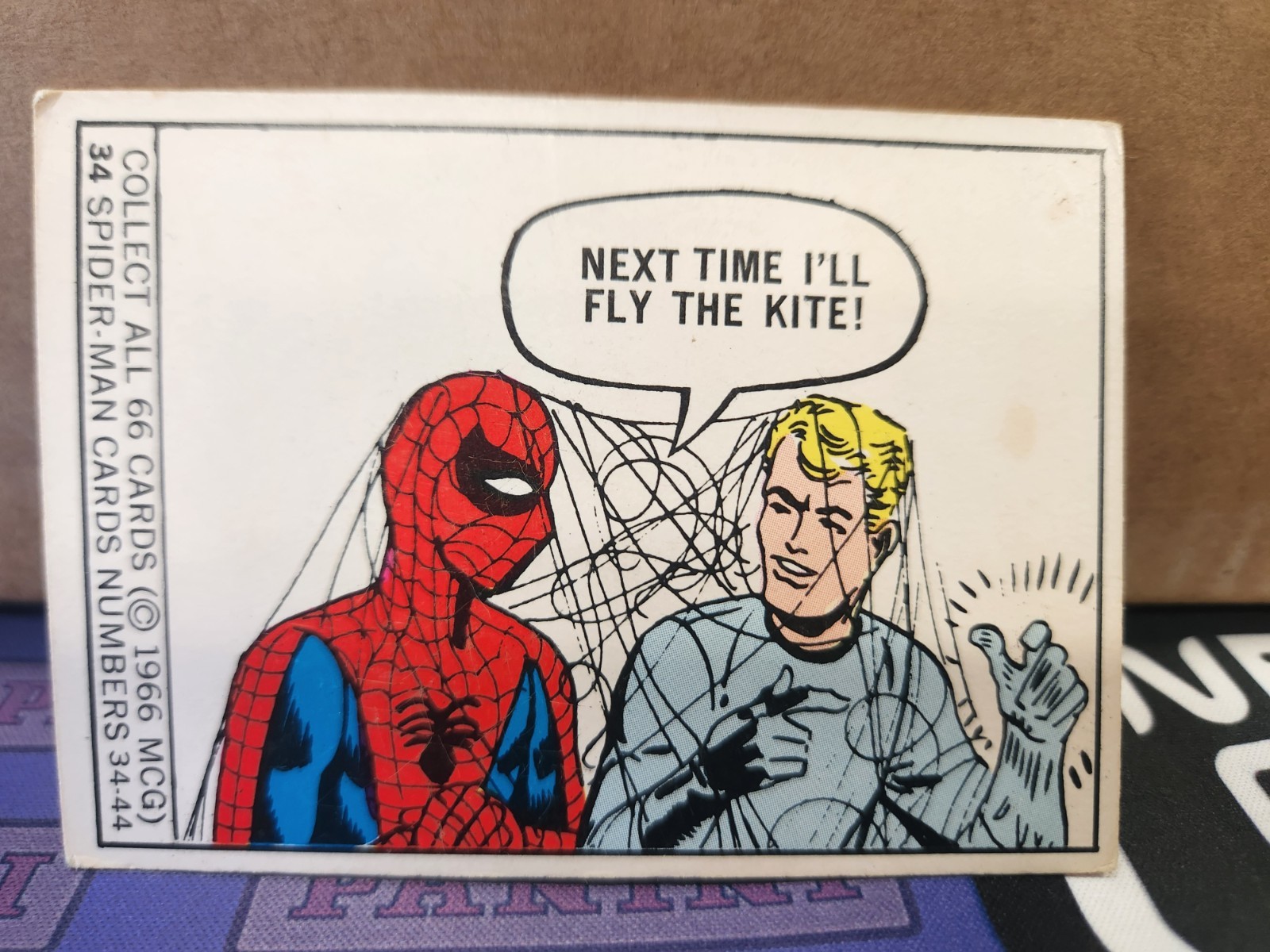1966 Donruss Marvel Spiderman Rookie Card #34 Next Time I’ll Fly The Kite 1966 Donruss Marvel Spiderman Rookie Card #34 Next Time I’ll Fly The Kite