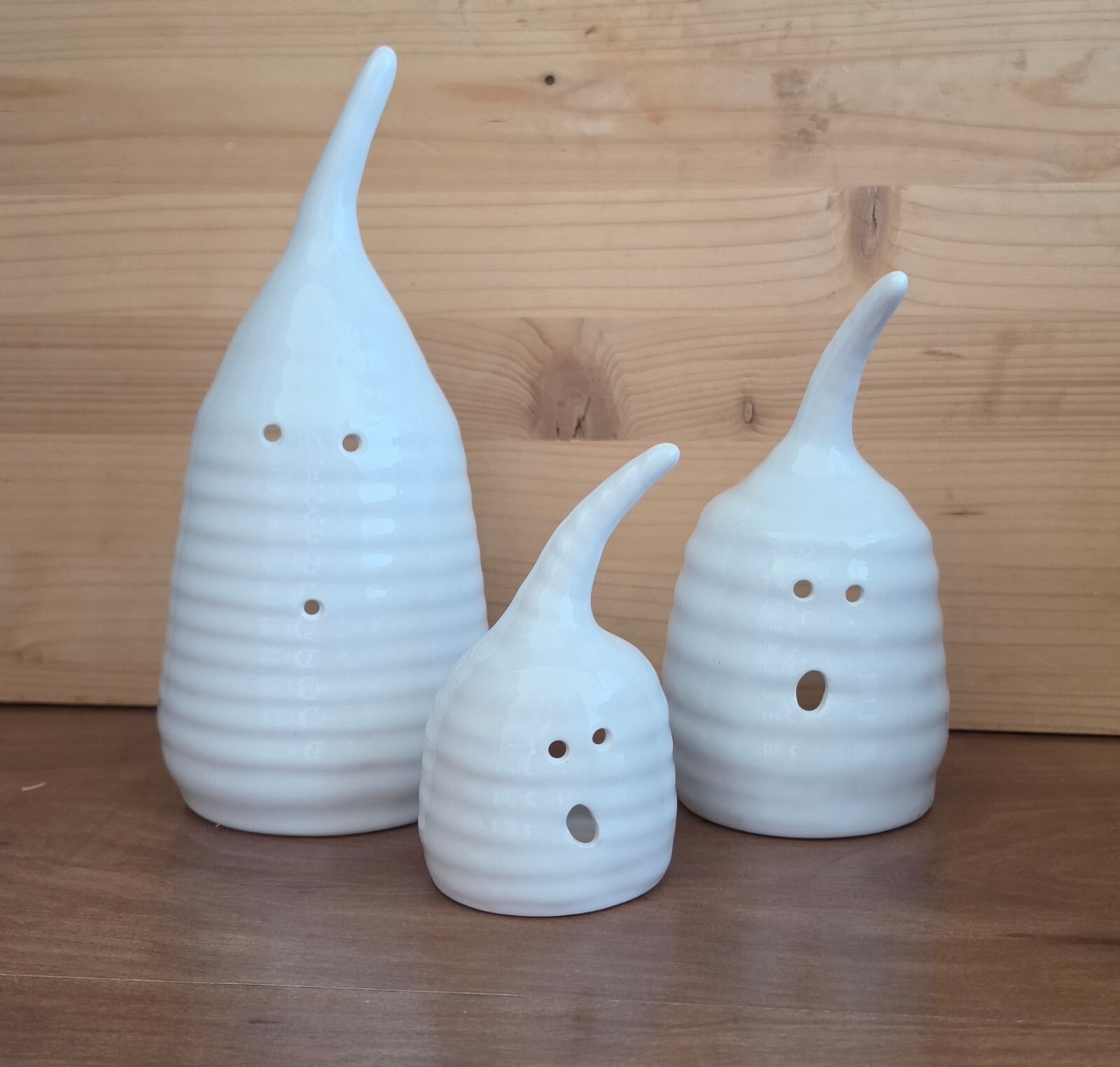 Mollie Jenkins Pottery Ceramic Ghost 3pc-Rare Handmade Halloween Luminaries,413 Mollie Jenkins Pottery Ceramic Ghost 3pc-Rare Handmade Halloween Luminaries,413
