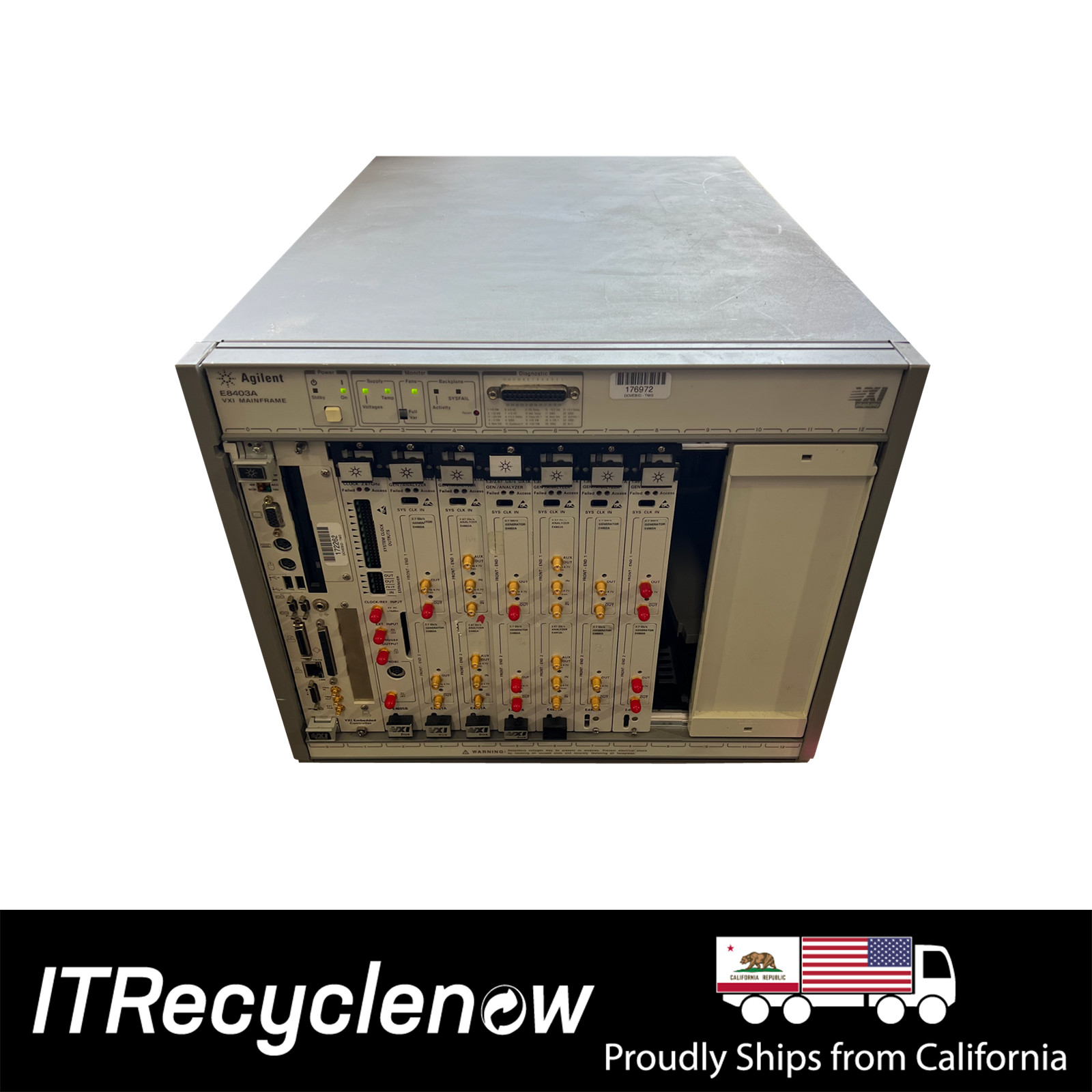 Agilent Keysight E8403A VXI Mainframe + E4805B Clock + 6x E4861A ParBERT Modules
