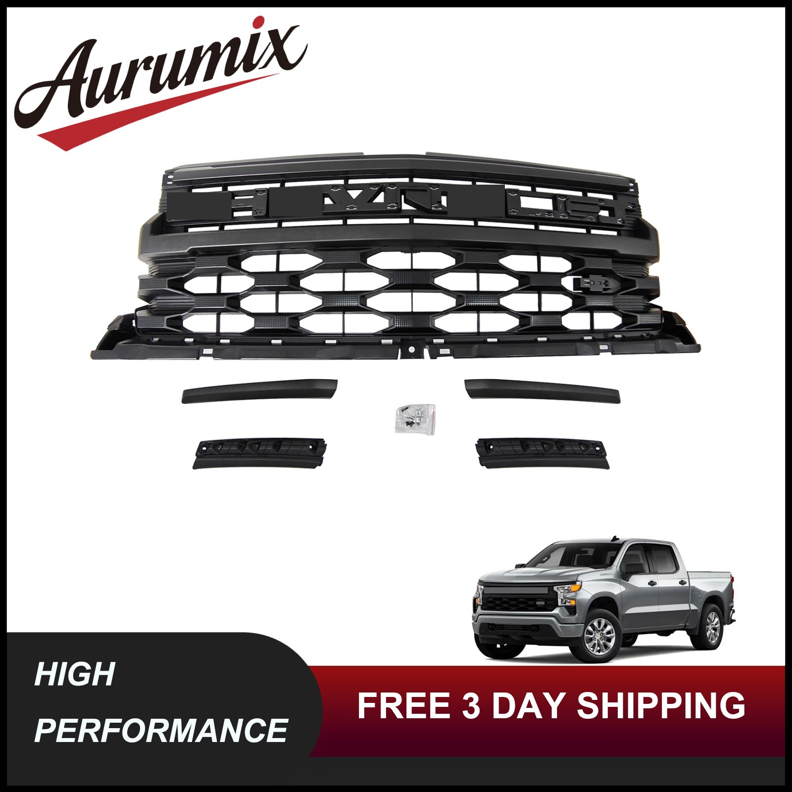 Black Front Grille for 2022-2025 Chevrolet Silverado 1500 Z71 #85573521