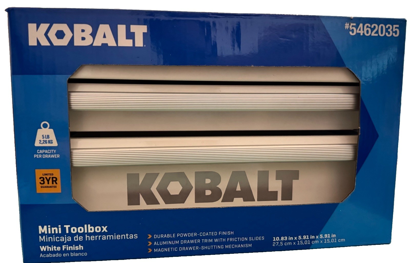 Kobalt Mini Toolbox White 2 Drawer Lift Up Lid Metal Storage Craft #5462035 NIB