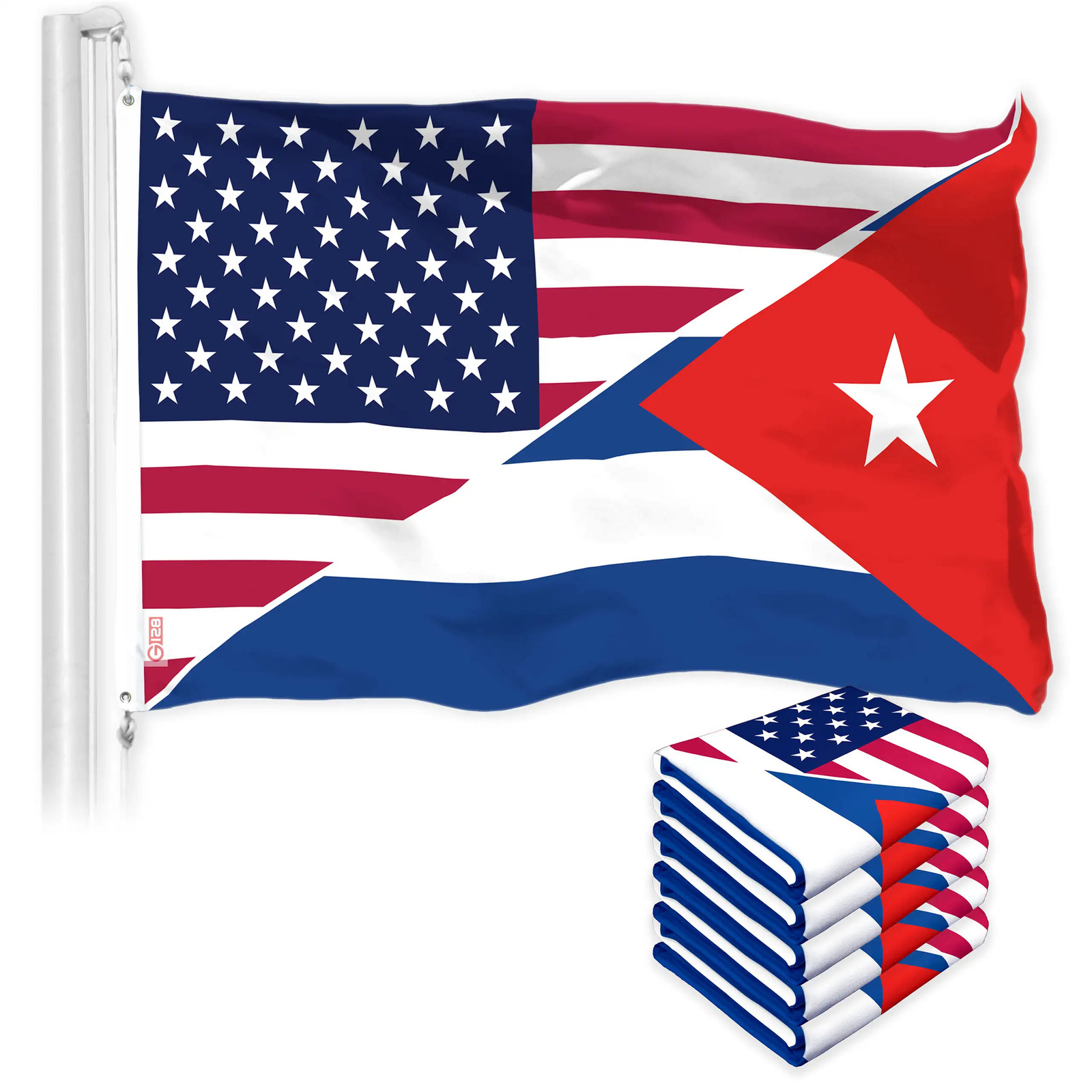 G128 Cuba USA Friendship Flags 5-Pack | 3x5 Ft Printed 150D