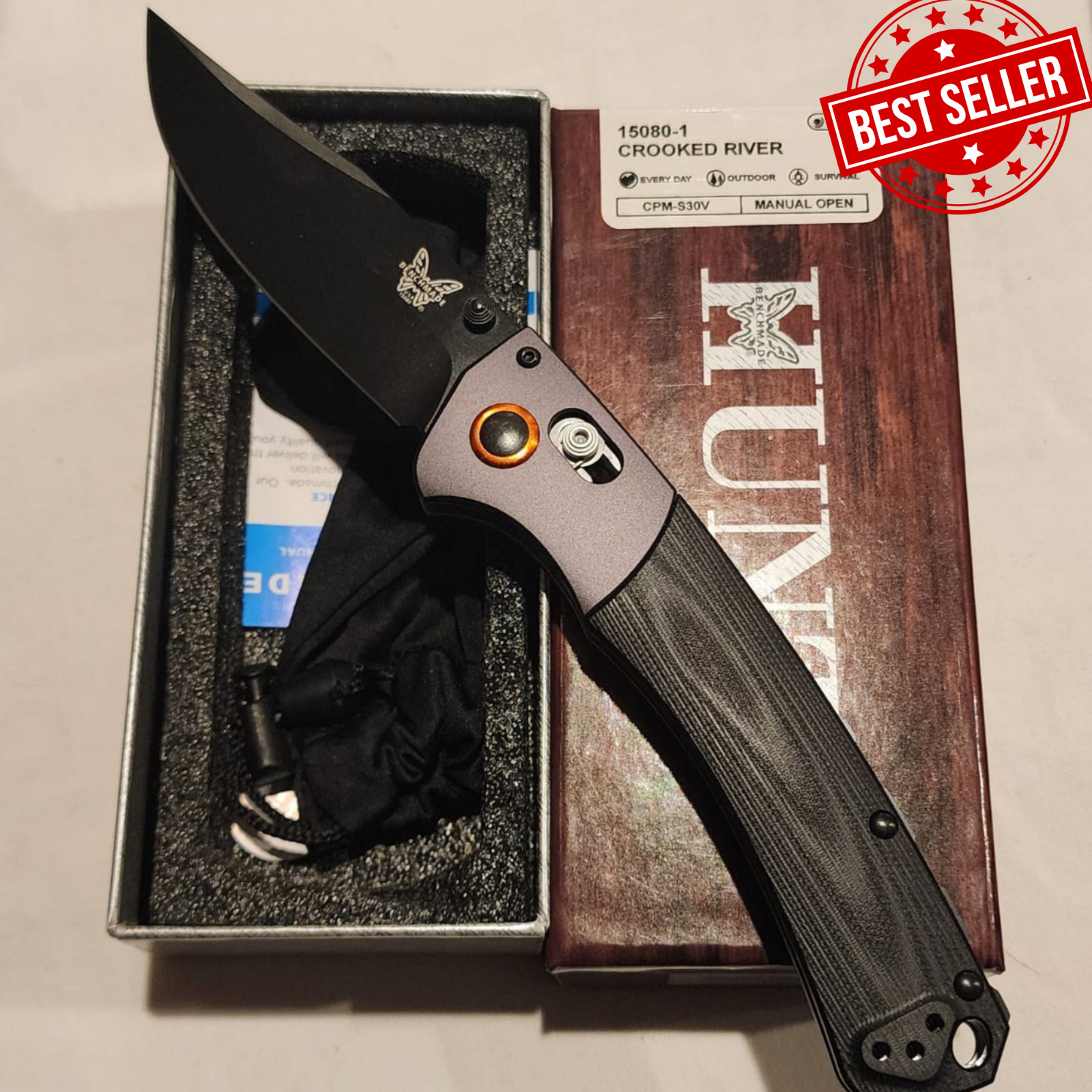 Benchmade 15080-1 Crooked River CPM-S30V AXIS Lock folding knife 