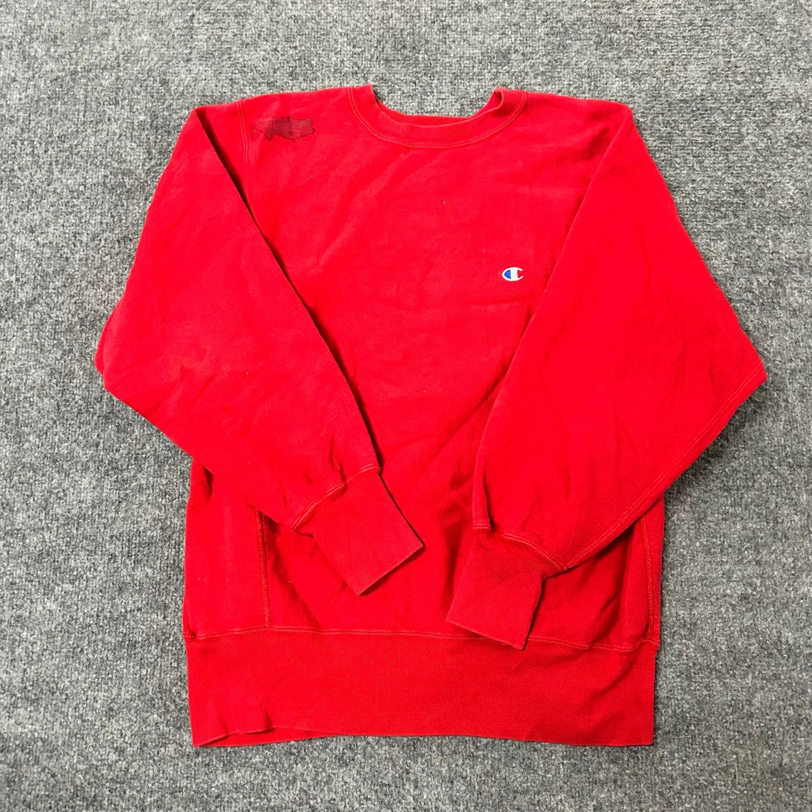 Champion Sweatshirt Mens Size Large Red Reverse Weave Vintage USA Made Stain