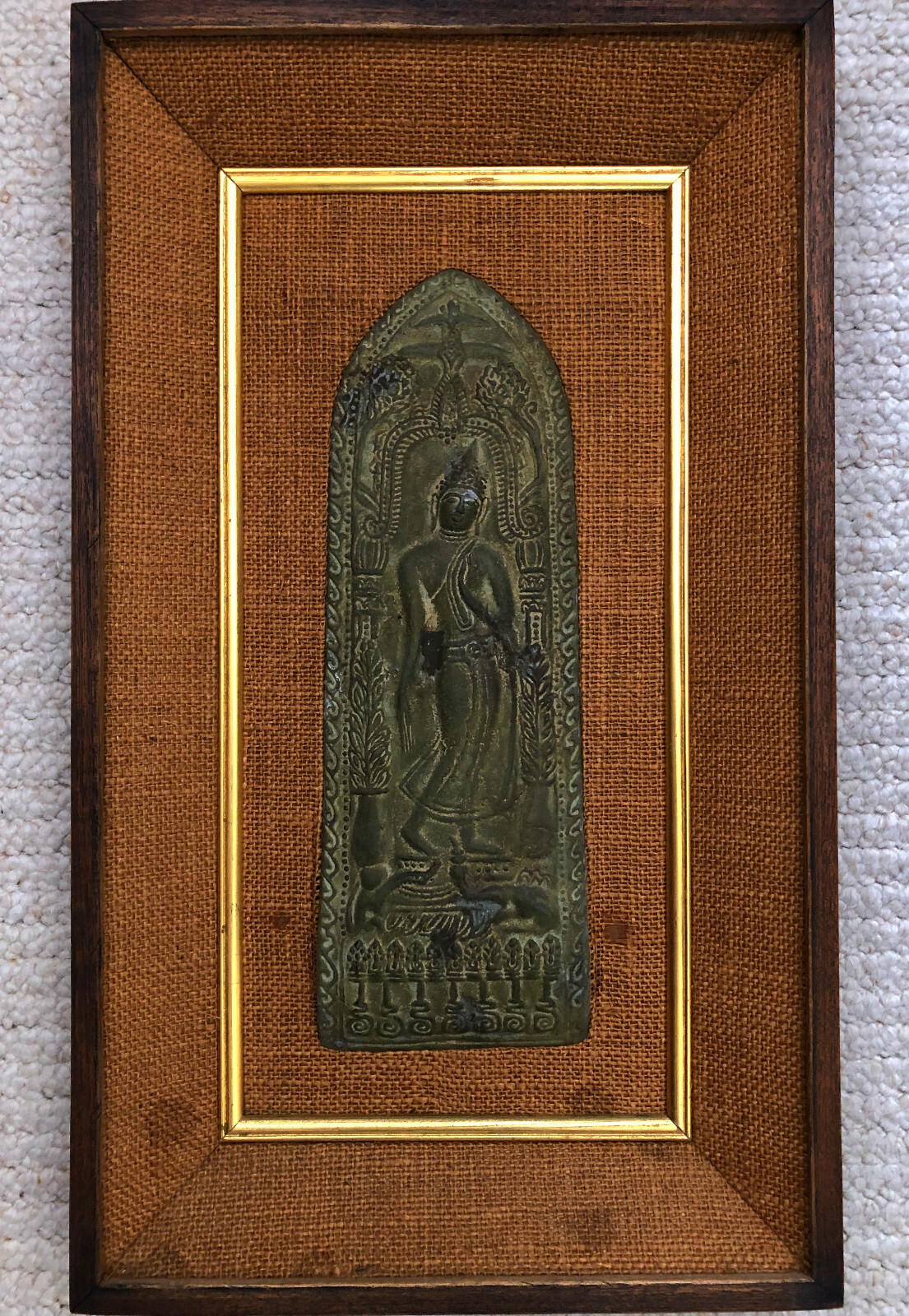 ANTIQUE THAI BUDDHIST VOTIVE PLAQUE SUKHOTHAI STYLE AYUTTHAYA MIXED METAL THAILA