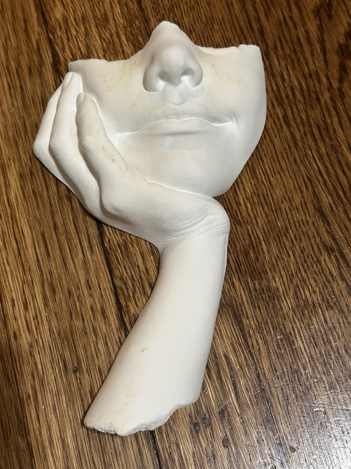 Signed Marc Sijan Plaster Hand On Chin Woman Wall Art Sculpture Signed Marc Sijan Plaster Hand On Chin Woman Wall Art Sculpture