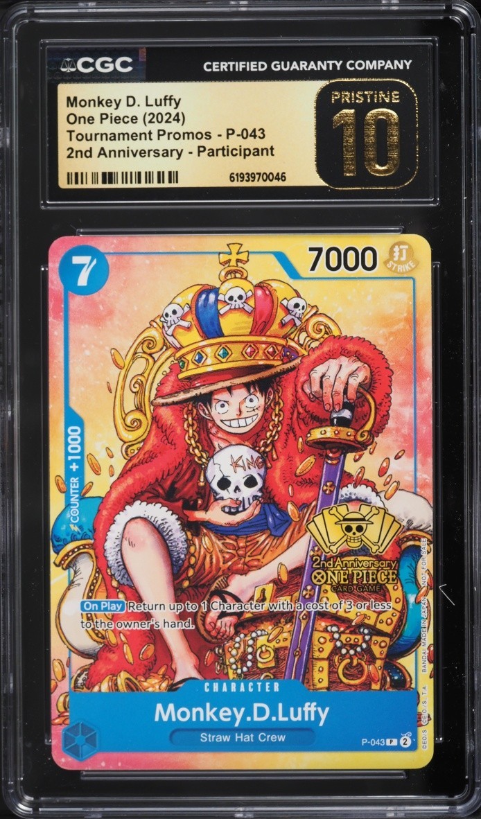 Monkey D. Luffy P-043 CGC 10 Pristine ENGLISH One Piece Shonen Jump 2nd Promo