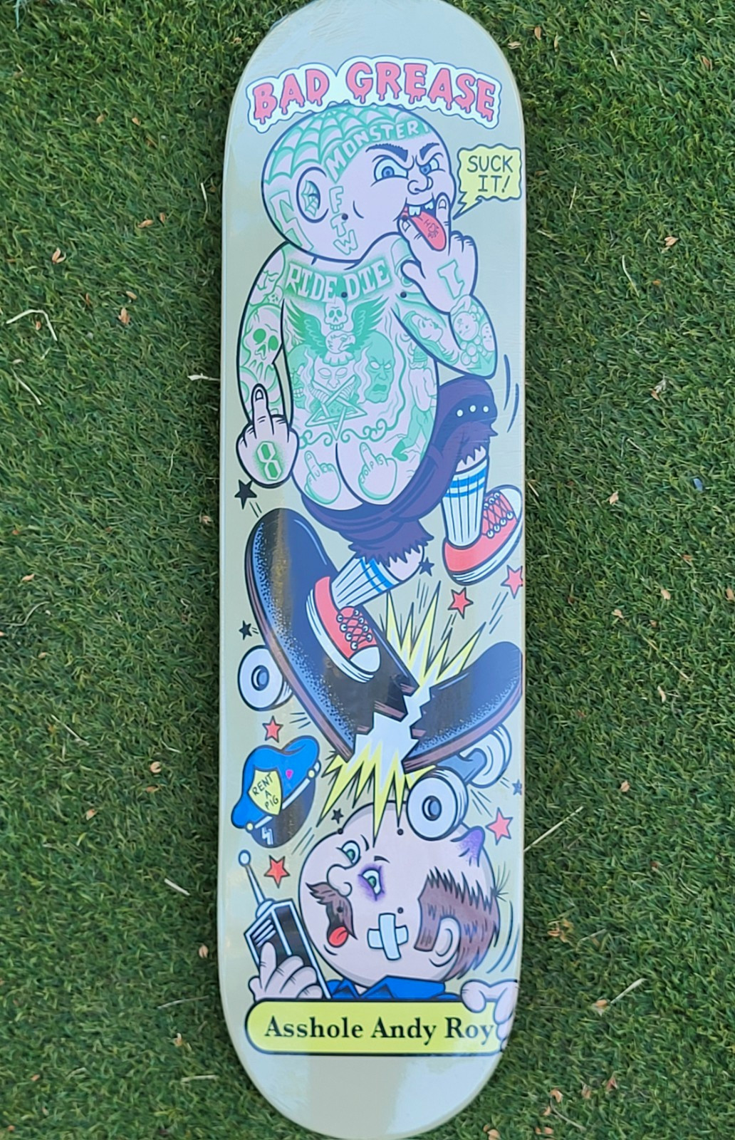 Bad Grease Skateboard Deck -  Andy Roy / GPK Card - Art by YYYYS 