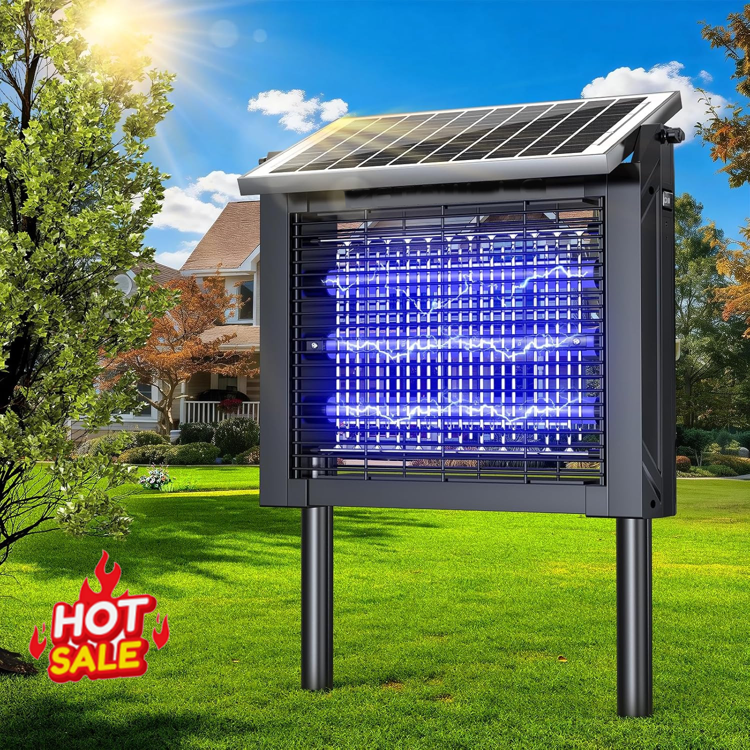 Solar Bug Zapper Outdoor Mosquito Zapper Waterproof Rechargeable Fly Trap 4500V