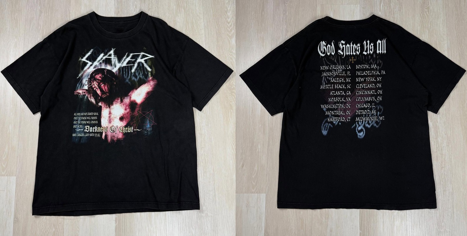 NEW Slayer 2002 God Hates Us All Darkness Christ Metal Band T-shirt Reprint
