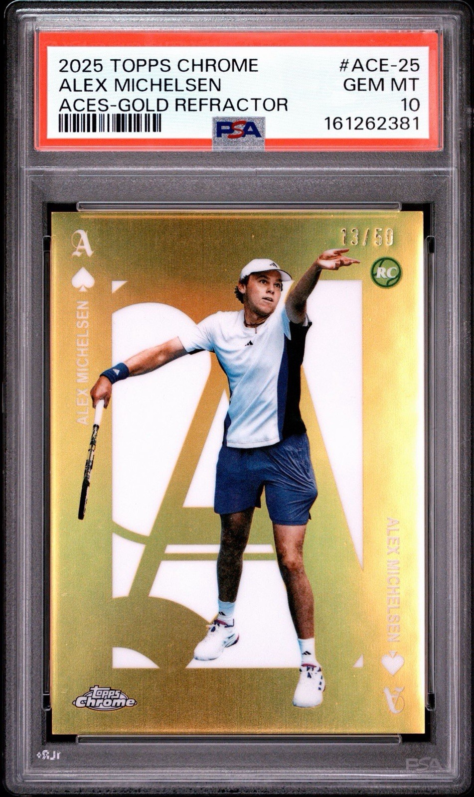 2025 Topps Chrome Tennis Aces Alex Michelsen RC Gold /50 2025 Topps Chrome Tennis Aces Alex Michelsen RC Gold /50