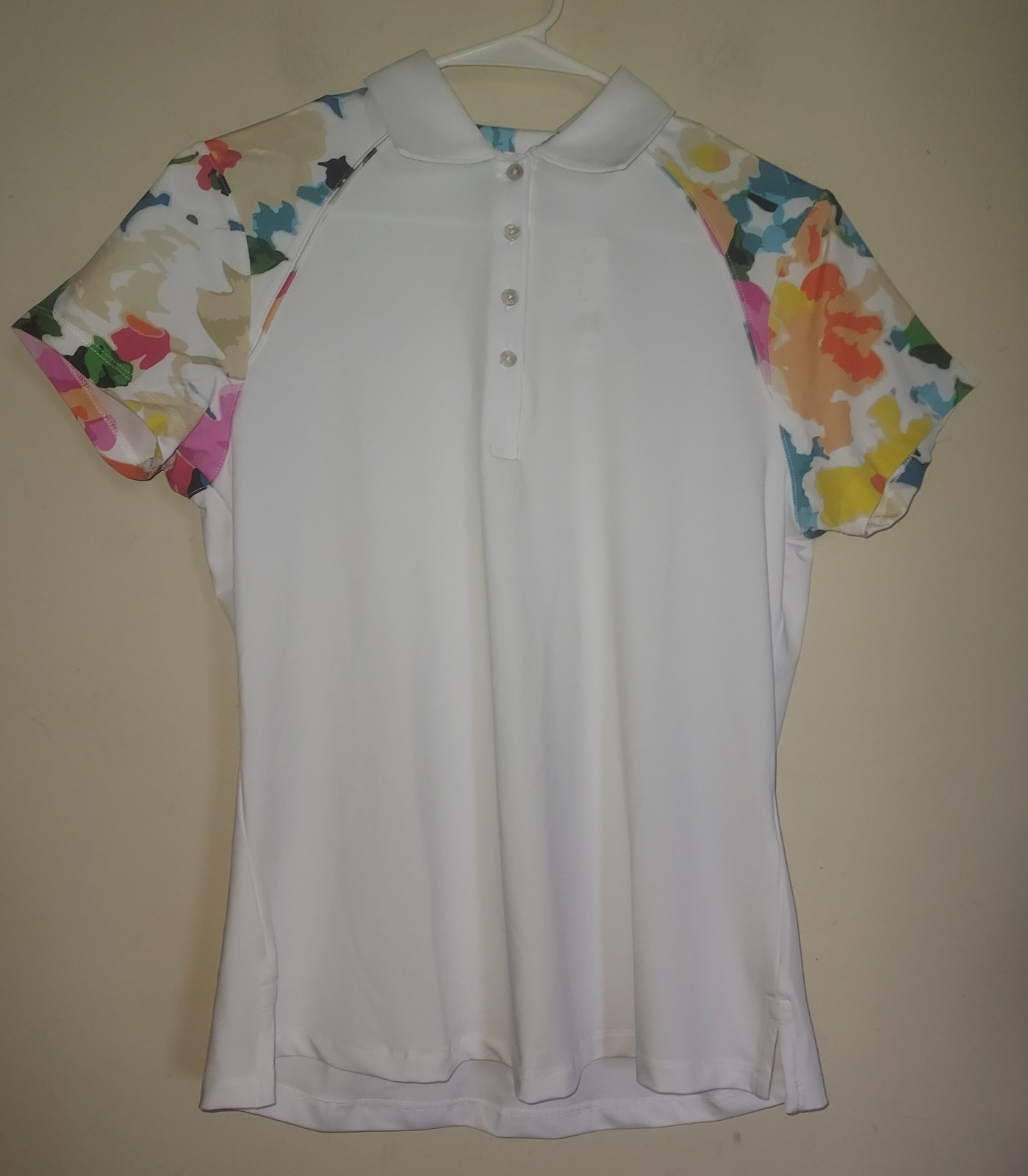 Bermuda Sands Women\'s Golf Shirt Small Polo  UPF 50+ Short Sleeve White Multi
