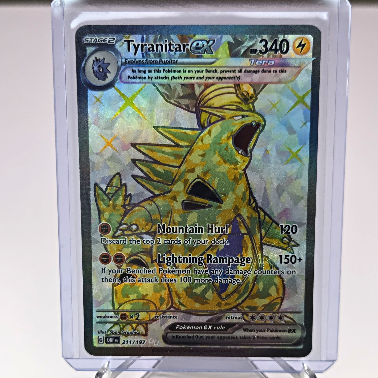 Pokemon TCG Tyranitar ex 211/197 SV03 Obsidian Flames UR Full Art Holo EN