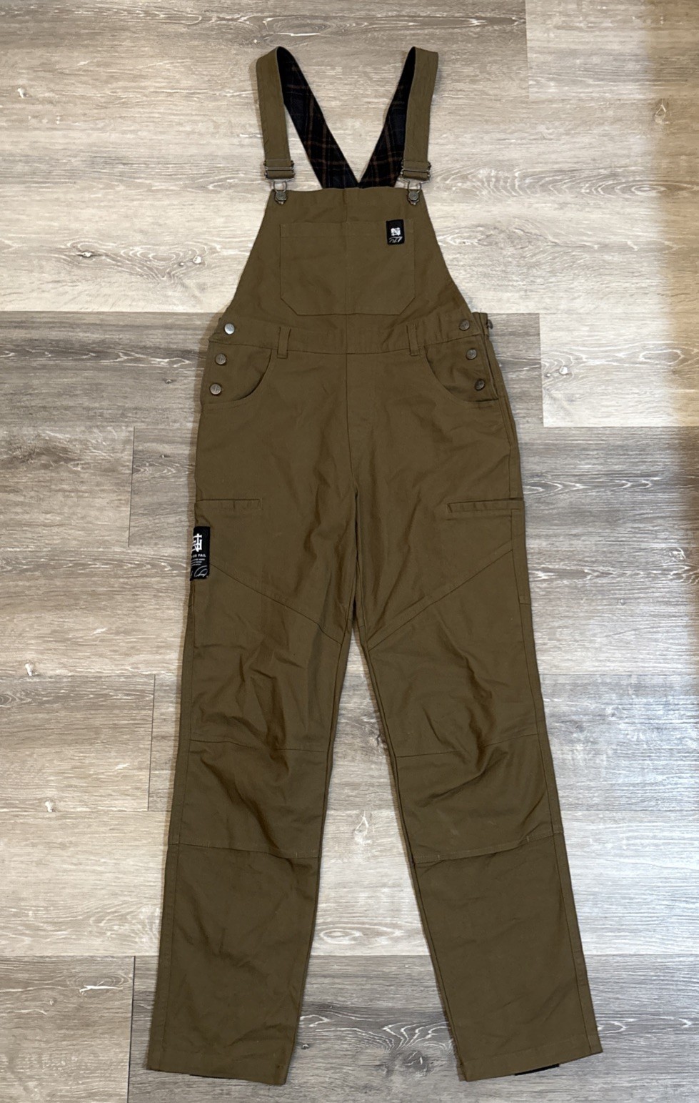 Flag Nor Fail Size S Overall In Duck Brown Plaid Lining Utility Pockets Hardwear Flag Nor Fail Size S Overall In Duck Brown Plaid Lining Utility Pockets Hardwear