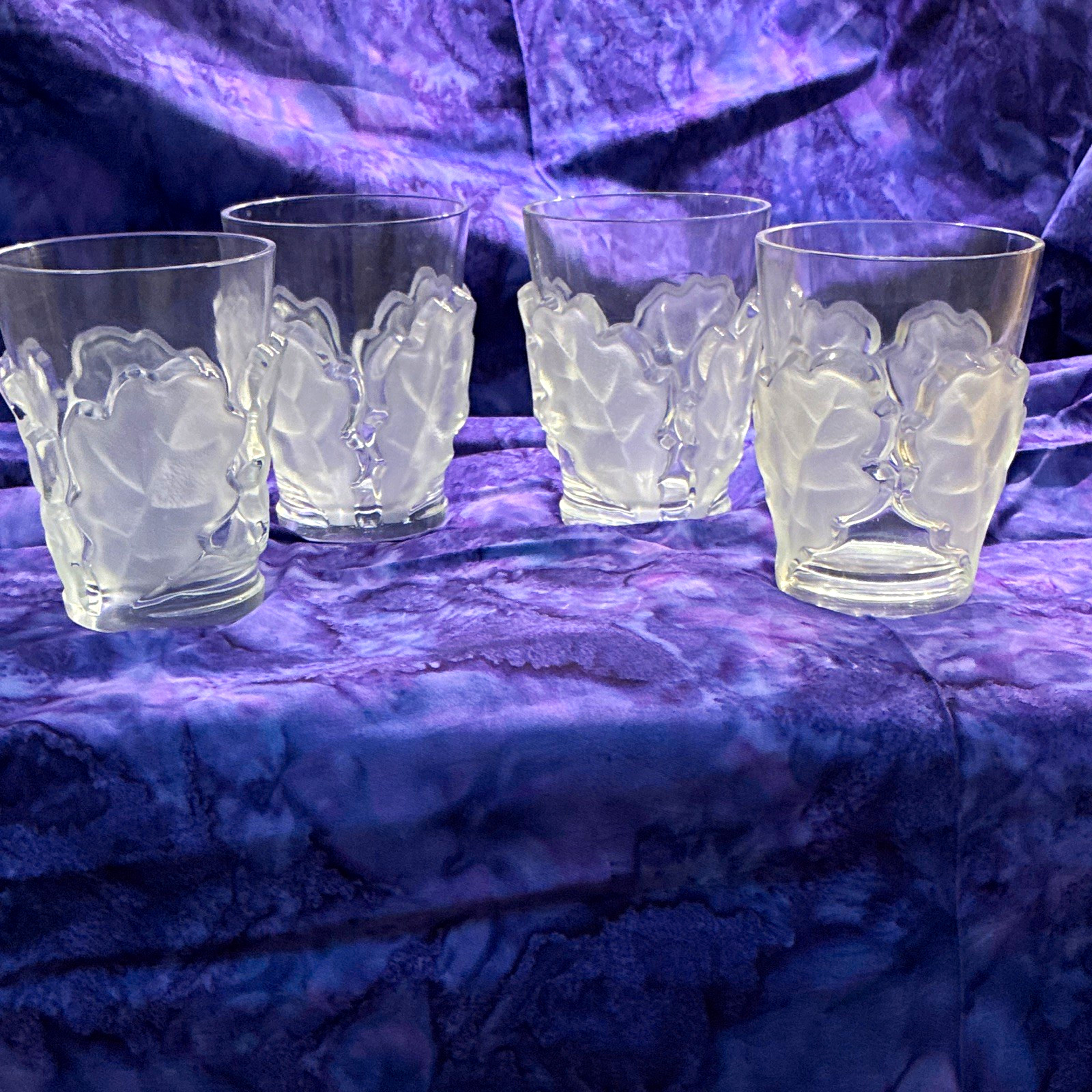 4 Lalique tumblers Oak Leaf pattern 10/12 oz 4 Lalique tumblers Oak Leaf pattern 10/12 oz