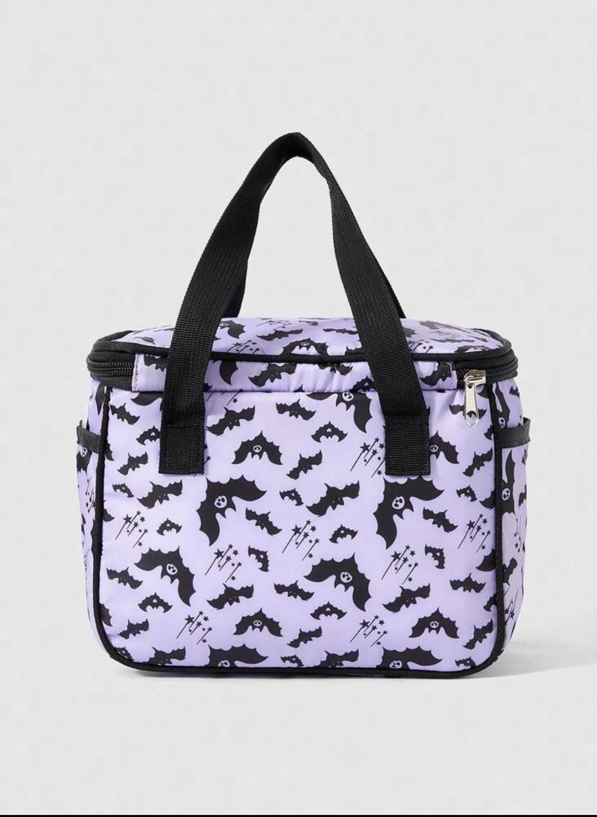 Gothic Bat Lunch Bag Insulated Cooler Tote Purple Halloween Crossbody Unisex