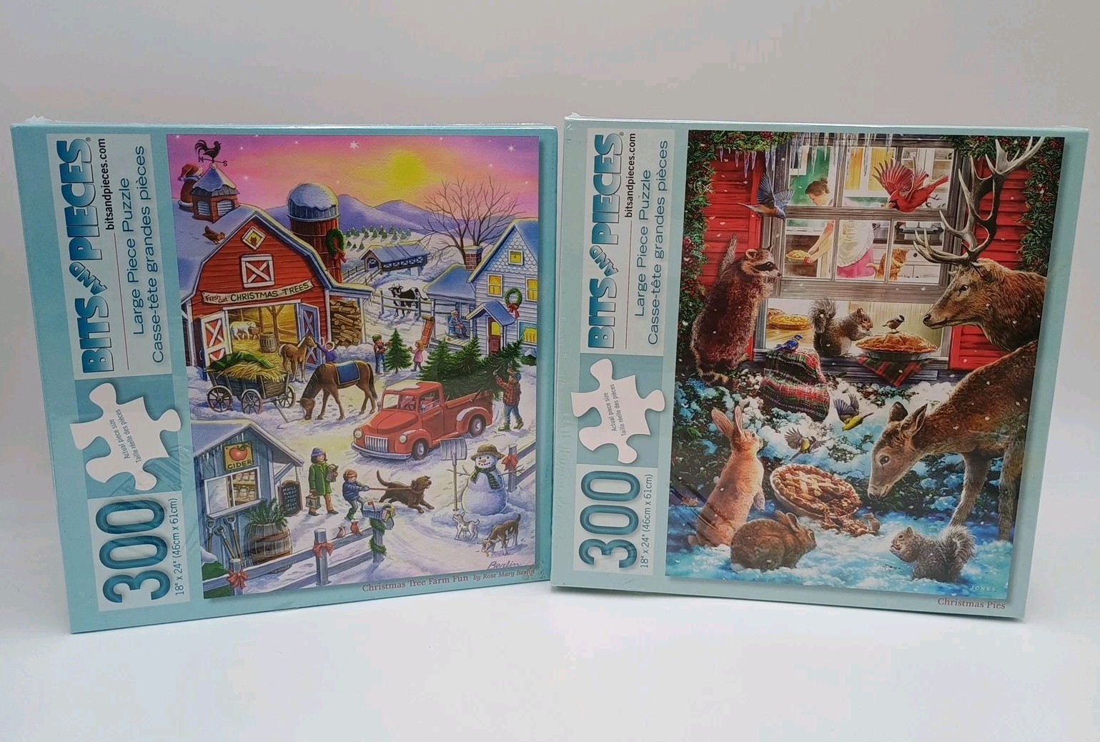 Bits And Pieces Puzzles Christmas Tree Farm Fun & Christmas Pies New 300 Pieces