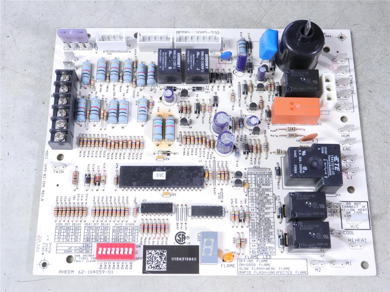 Rheem Ruud Weather King 62-104059-01 Control Circuit Board 1095-300