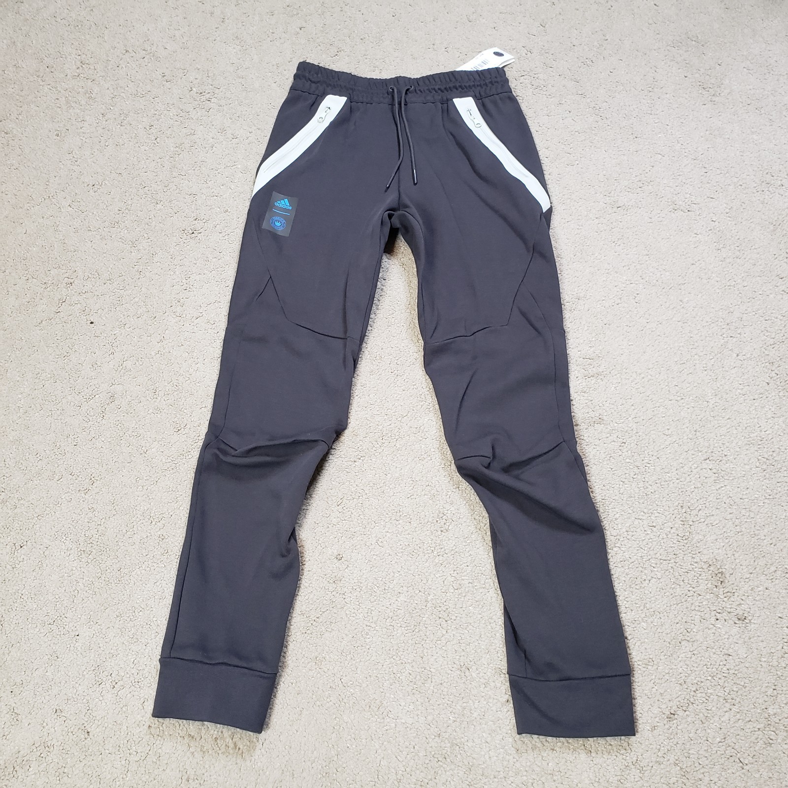 NWT Adidas Charlotte FC Football Club MLS Charcoal Gray Sweatpants Joggers Sz Sm NWT Adidas Charlotte FC Football Club MLS Charcoal Gray Sweatpants Joggers Sz Sm