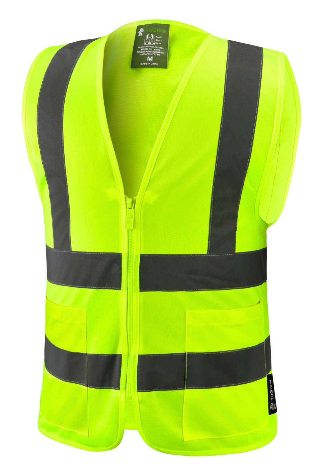  Crew Yellow  High Visibility Safety Vest With 2 Pockets