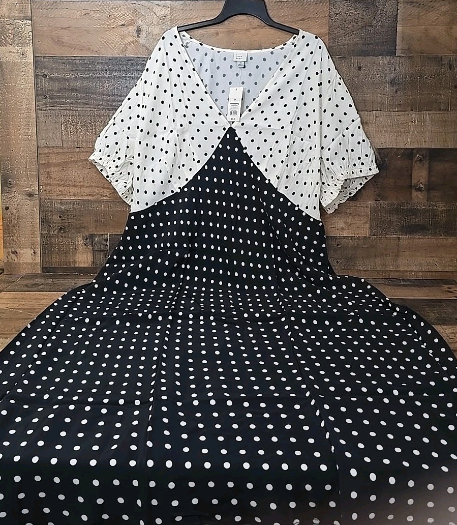 NWT A New Day Maxi Dress Women 3X Polka Dot Lightweight Comfort Romance Modest NWT A New Day Maxi Dress Women 3X Polka Dot Lightweight Comfort Romance Modest