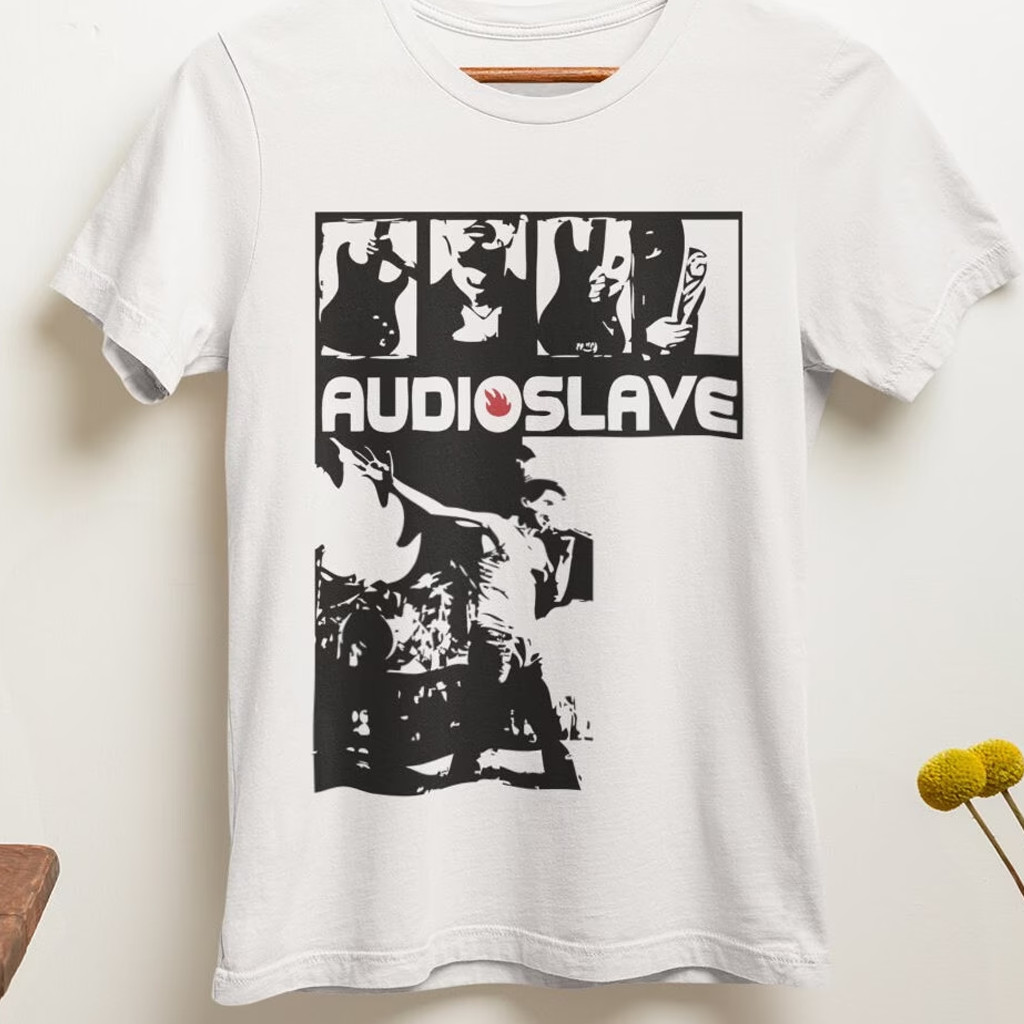 VTG Audioslave rock band white T-shirt Short sleeve All sizes 2F53 VTG Audioslave rock band white T-shirt Short sleeve All sizes 2F53