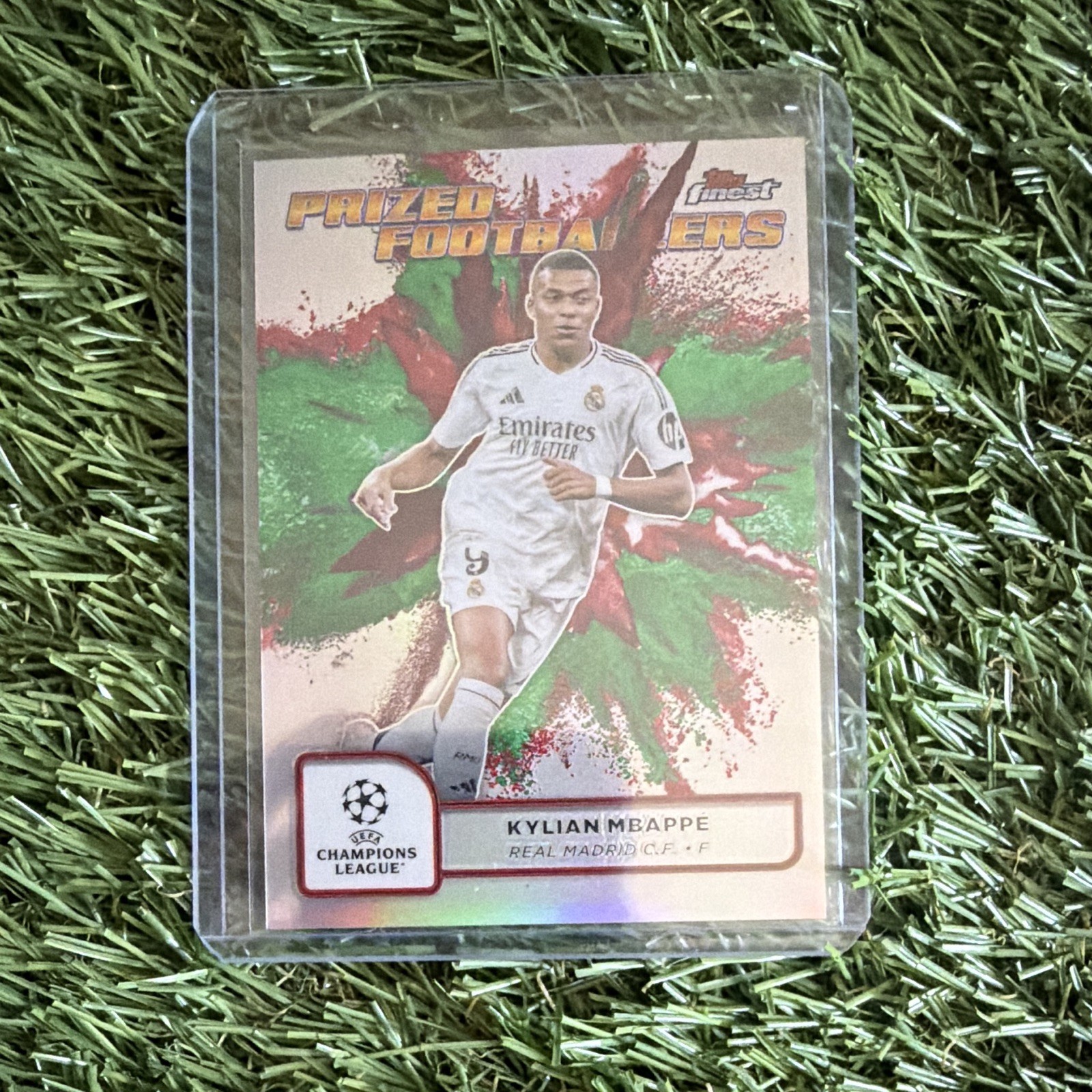 2024-25 Topps Finest Kylian Mbappe Prized Footballers Fusion Green Red SSP