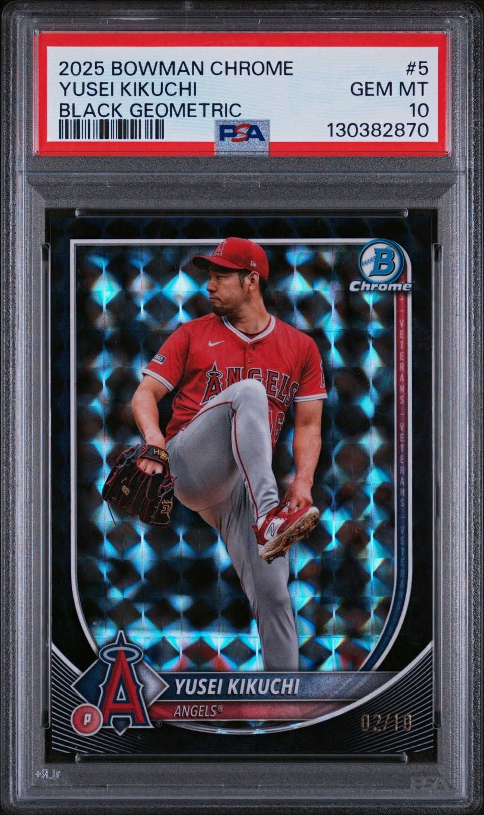 RARE Topps 2025 Chrome Yusei Kikuchi Black Geometric Refractor/10 PSA 10 GEM MT RARE Topps 2025 Chrome Yusei Kikuchi Black Geometric Refractor/10 PSA 10 GEM MT